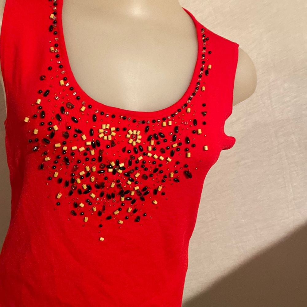 Ruby Td. M tank top red knit detailed front